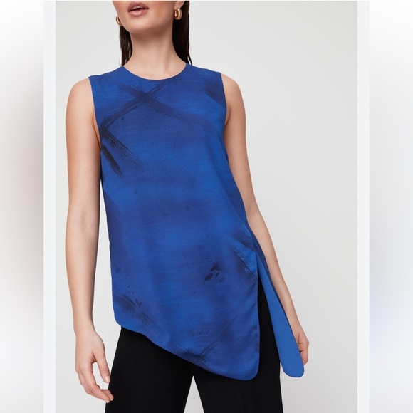 Aritzia Babaton Hopkins Sleeveless Tie Front Blouse Pure Indigo Black Size XS‎ - Picture 1 of 14